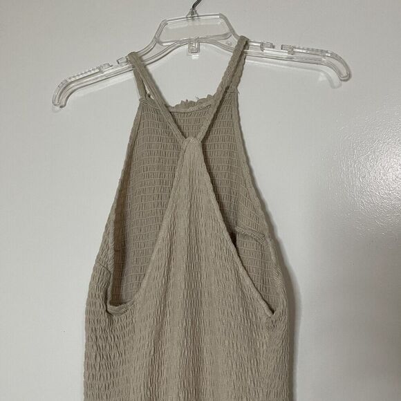 Free People FP beach Spell On You Maxi gauze cinch Dress tan oat US Small - Picture 3 of 9